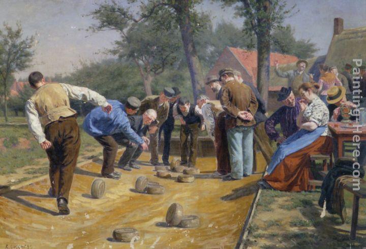 Remy Cogghe Playing Boules iin a Flemish Village